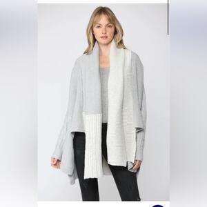 Fate Please Yourself Gray and Cream Open Shawl Chunky Cardigan, EUC, Small